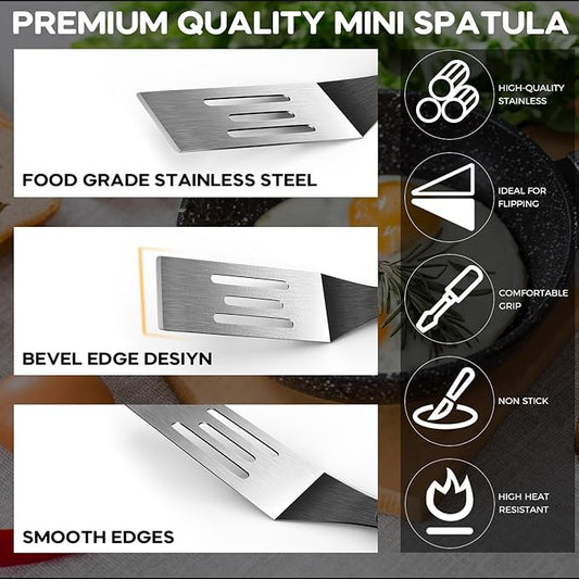 Small Spatula 2 PCS, Mini Serving Spatula for Kitchen Use, Metal Spatula for Serving and Turning, Ideal for Pancakes, Brownies, Desserts, Cookie, Eggs or Small Pan