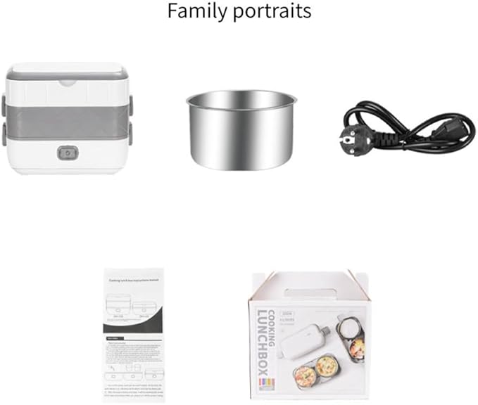 TrailBlaze Electric Warmer Lunch Box Food Heater Portable Mini Rice Cooker, Containers Warming Self Cooking Electric Lunch Box, Toursion 2 Layers Steamer Lunch Box for Home Office School Travel