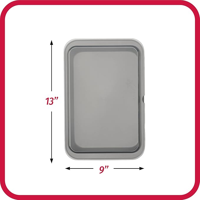 GoodCook Set of 2 Nonstick Steel 13" x 9" Cake Baking Pans with Covers, Gray