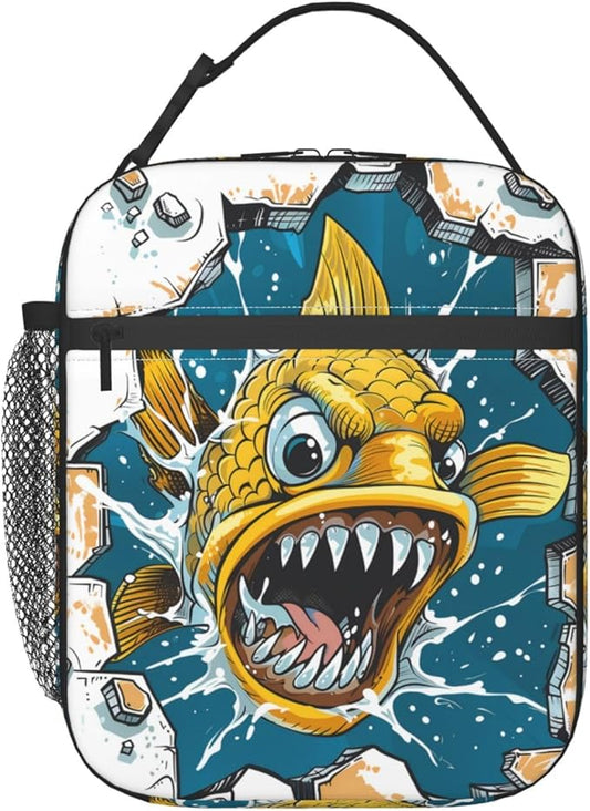 VANZEV Insulated Lunch Box for Women Men, Cute Fish Theme Lunch Box Reusable Portable Lunch Bag Cooler Tote Waterproof Lunch Container for Office Picnic Work Travel