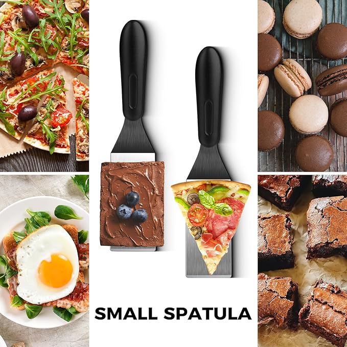 Small Spatula, Mini Serving Spatula for Kitchen Use, Metal Spatula for Serving and Turning, Ideal for Pancakes, Brownies, Desserts, Cookie, Eggs or Small Pan